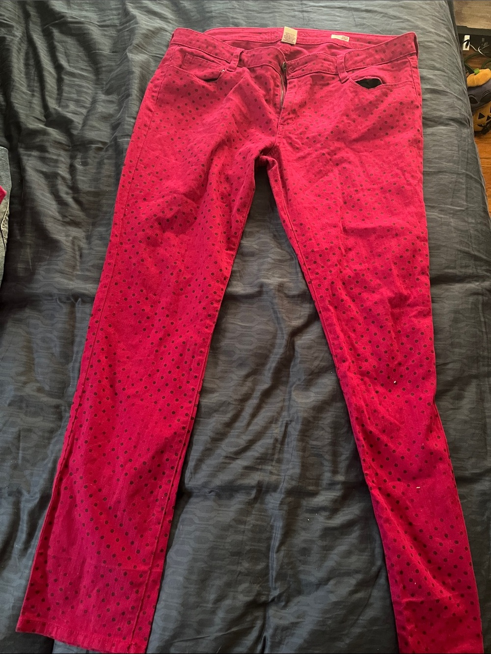 Arizona Jean Company Raspberry Pink Skinny Pants with Subtle Dot Print
